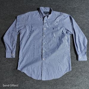 POLO Ralph Lauren men's L/S Yarmouth shirt Blue Stripe Cotton 15.5 32/33